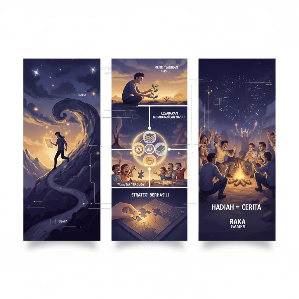 Ini adalah konsep yang menarik, menggambarkan "hadiah" sebagai pengalaman dan cerita, bukan hanya objek fisik. Untuk merepresentasikannya, saya akan membuat visual yang menampilkan perjalanan atau momen-momen berbeda yang membentuk sebuah narasi, dengan elemen-elemen yang menunjukkan emosi dan pencapaian.